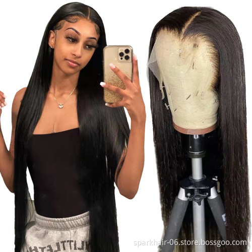 100% Brazilian Virgin Cuticle Aligned Natural Hair Transparent Swiss Lace Wig HD Lace Front Human Hair wigs for Black Women
